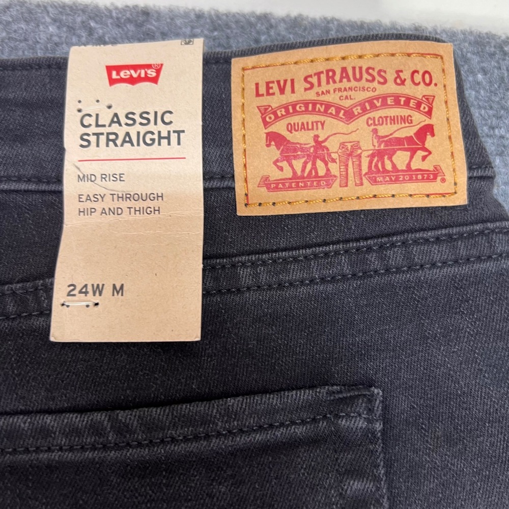 Levis Classic Straight Jeans Womens 24W M Black Mid Rise Easy Fit Stretch Denim - Picture 4 of 12